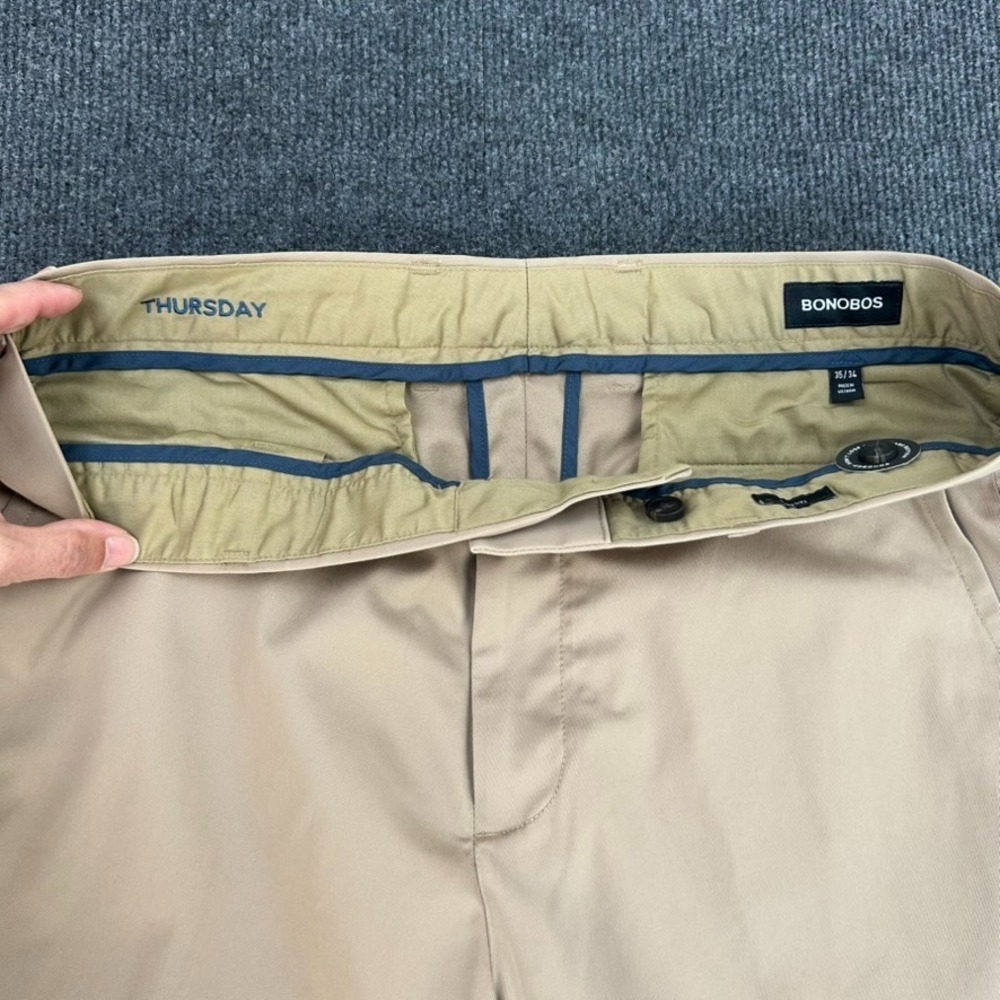 Bonobos Thursday Weekend Warrior Tailored Chino Pants Mens 35X34 Khaki Preppy - Picture 5 of 10